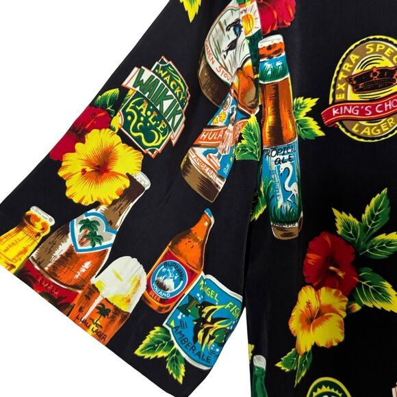 Vtg Montello Club Mens Medium Floral Beer Print Button Up Shirt Short Sleeve - Picture 5 of 10